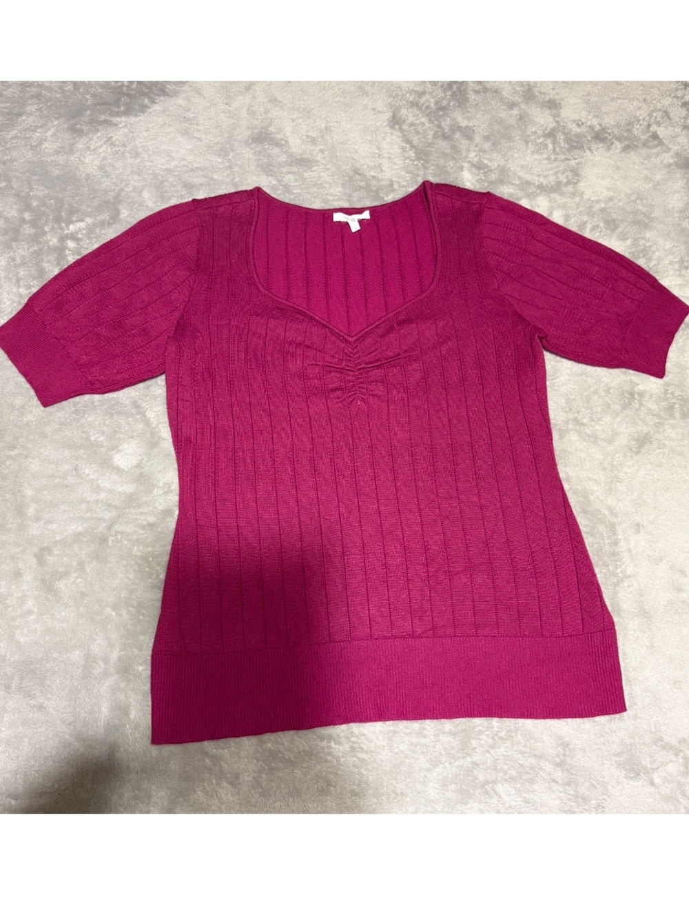 Maurices Raspberry Sweetheart Short Sleeve Ribbed Top - Picture 4 of 8